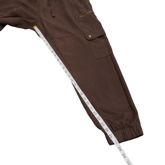 Banana Republic Soft Tencel Cargo Jogger Pants Dark Oak Brown Sz Large 536089 - Picture 11 of 14